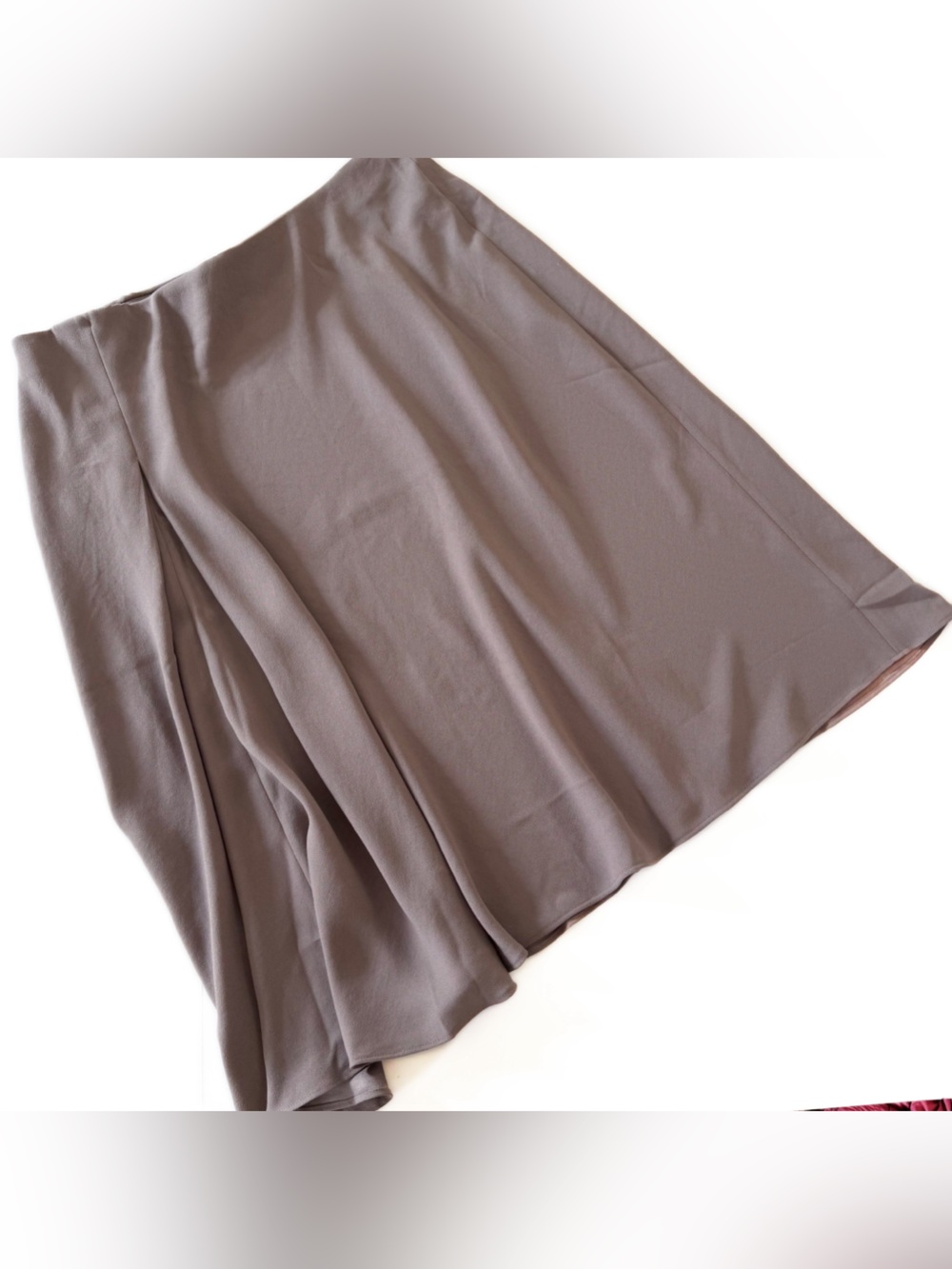 Spanx Skirt Womens XL Taupe Smoke Asymmetric Crepe Midi New - Picture 2 of 6